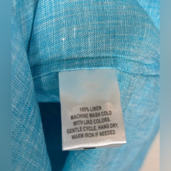 NEW UNTUCKit Blush-Aqua Button‎ Down Cottage Preppy Shirt Blue Sz 14 $98 1000 - Picture 5 of 8